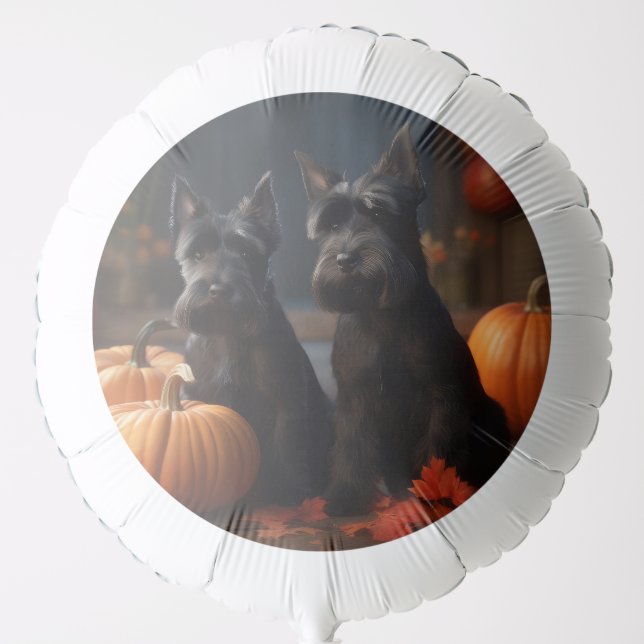 Scottish Terrier Puppy Autumn Delight Pumpkin Balloon (Front)