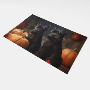 Scottish Terrier Puppy Autumn Delight Pumpkin Doormat