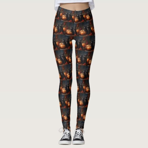 Scottish Terrier Puppy Autumn Delight Pumpkin Leggings