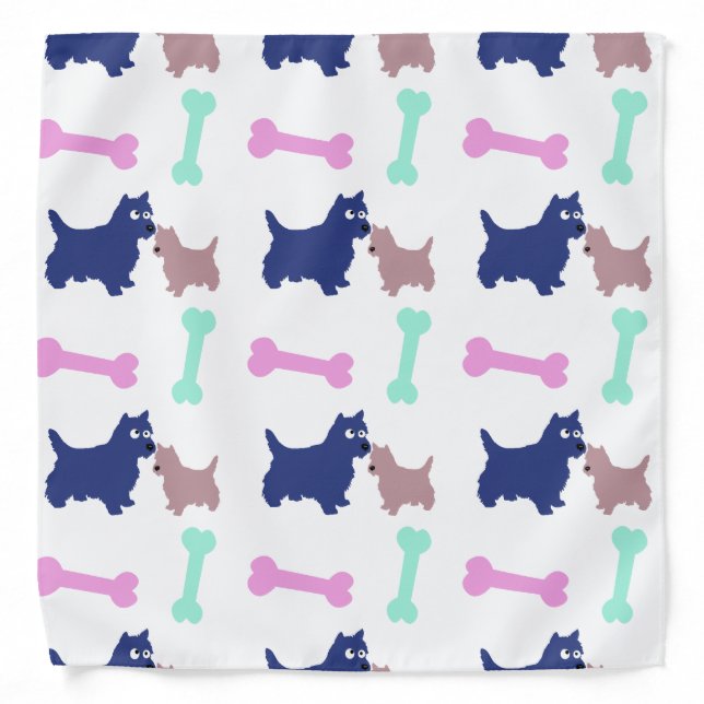 Scottish Terrier Puppy Bones Choose Color Bandana (Front)
