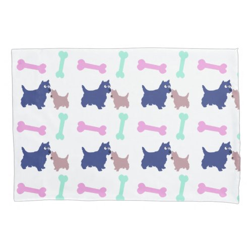 Scottish Terrier Puppy Bones Choose Color PillowC Pillow Case