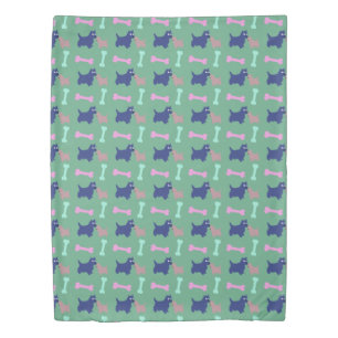 Scottish Terrier Puppy Bones Light Green Duvet C Cover