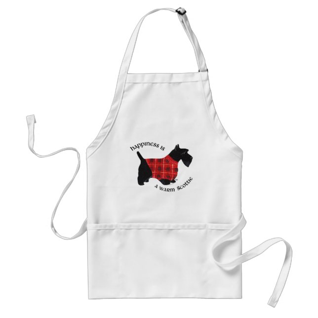 Scottish Terrier Red & Black Plaid Sweater Adult Apron (Front)