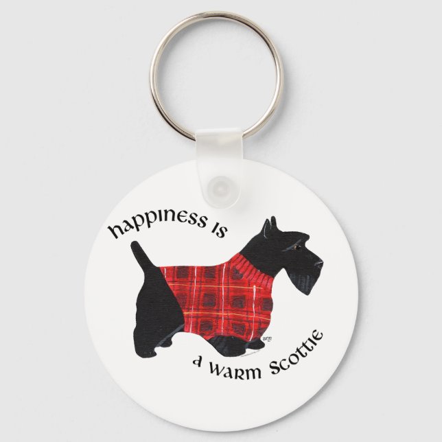 Scottish Terrier Red & Black Plaid Sweater Keychain (Front)
