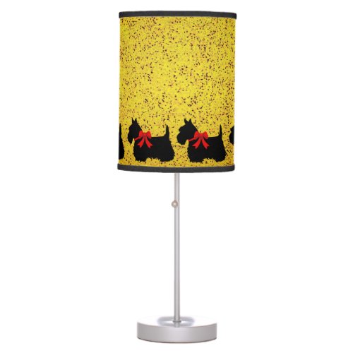 Scottish Terrier red bow with speckled gold Table Lamp