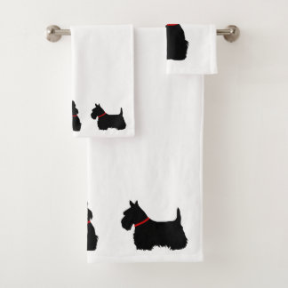 Scottish Terrier/red collar/white - pick own color Bath Towel Set