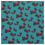 Scottish Terrier, red hearts, red/pink bow Fabric