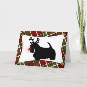 Scottish Terrier Reindeer Christmas Card