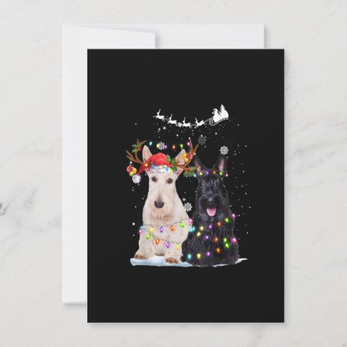 Scottish Terrier Reindeer Santa Hat Xmas Lights Ch Invitation