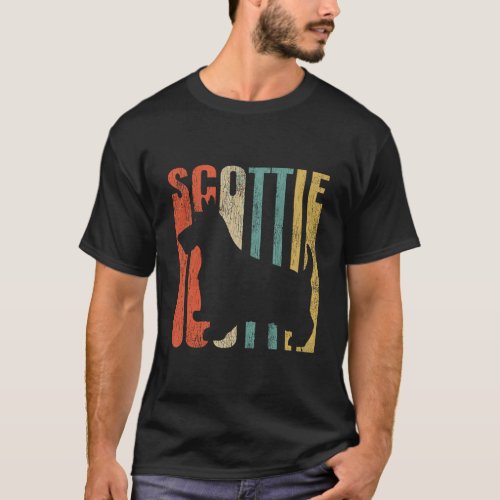 Scottish Terrier Retro 1970S Dog Scottie Cracked  T_Shirt