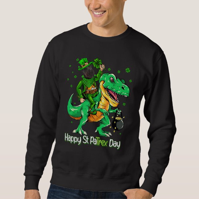 Scottish Terrier Riding Dinosaur Patricks Day Sham Sweatshirt (Front)