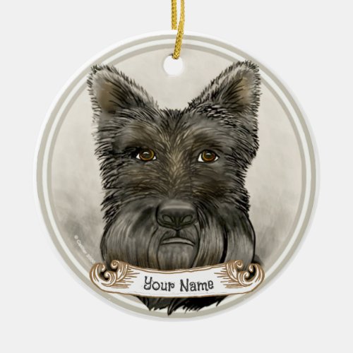Scottish Terrier Rondo custom name Ceramic Ornament