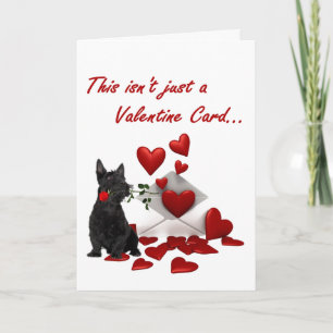 Scottish Terrier Rose and Hearts Valentine Holiday Card
