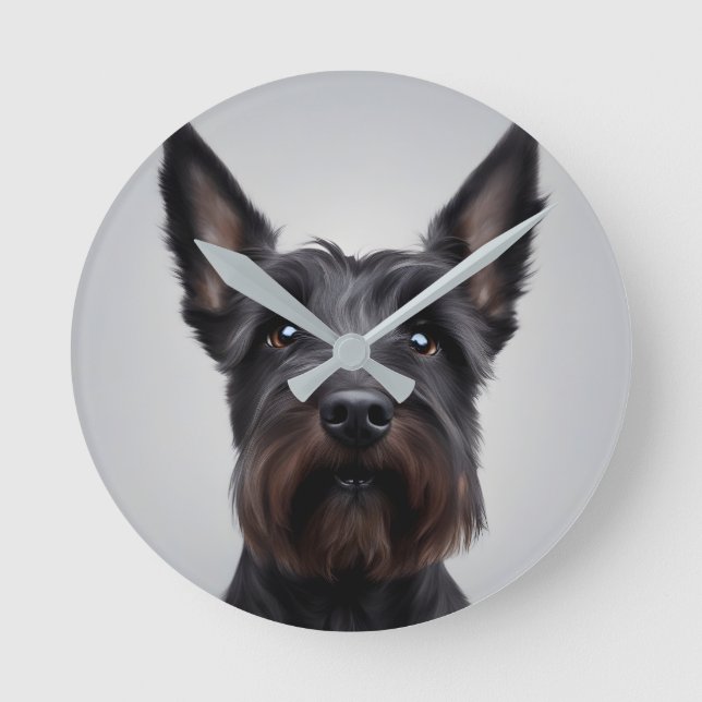 Scottish Terrier Round Clock (Front)
