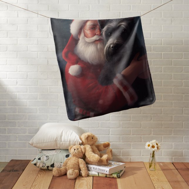 Scottish Terrier Santa Claus Festive Christmas Baby Blanket (In Situ)