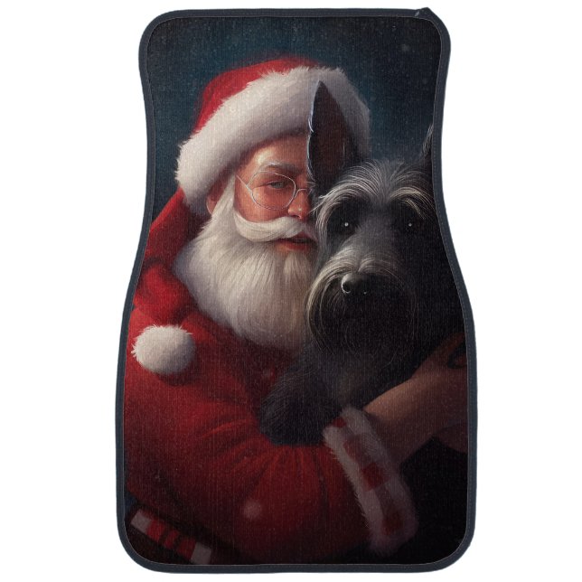 Scottish Terrier Santa Claus Festive Christmas Car Floor Mat (Front)