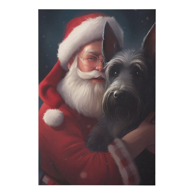 Scottish Terrier Santa Claus Festive Christmas Faux Canvas Print (Front)