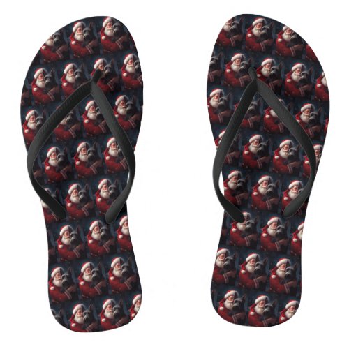 Scottish Terrier Santa Claus Festive Christmas Flip Flops