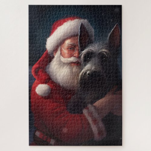Scottish Terrier Santa Claus Festive Christmas Jigsaw Puzzle