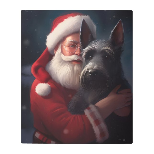 Scottish Terrier Santa Claus Festive Christmas Metal Print (Front)