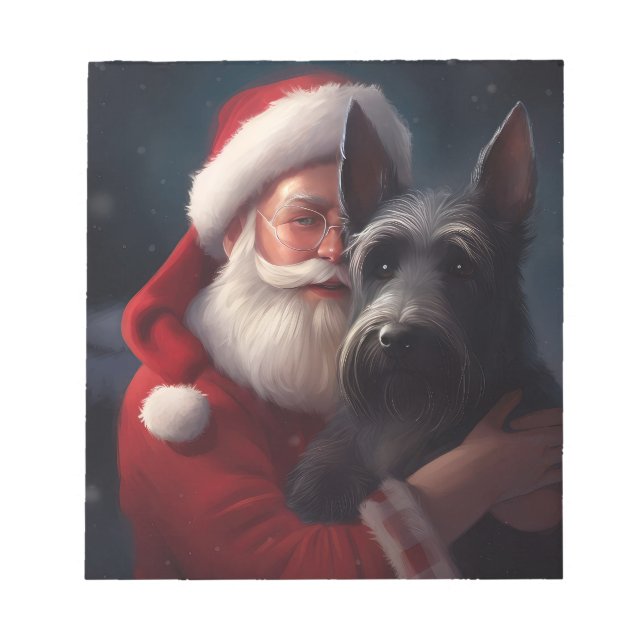 Scottish Terrier Santa Claus Festive Christmas Notepad (Front)