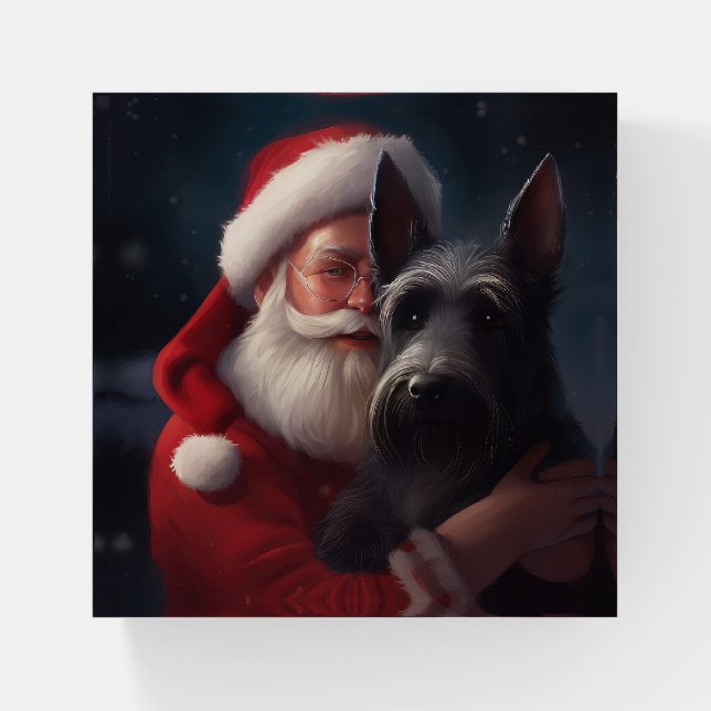 Scottish Terrier Santa Claus Festive Christmas Paperweight (Front)