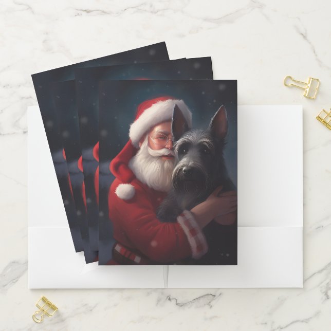 Scottish Terrier Santa Claus Festive Christmas Pocket Folder (In Situ)