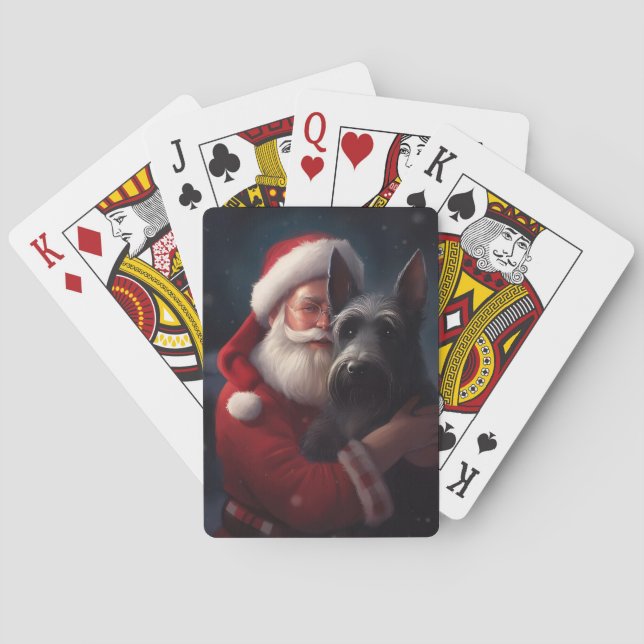 Scottish Terrier Santa Claus Festive Christmas Poker Cards (Back)