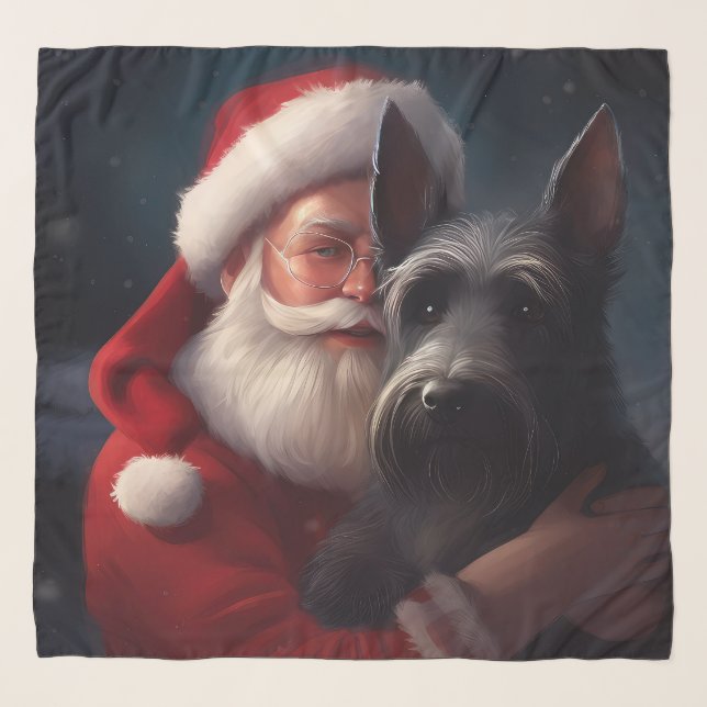 Scottish Terrier Santa Claus Festive Christmas Scarf (Front)
