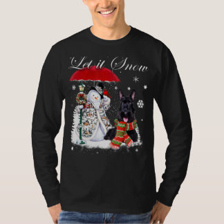 Scottish Terrier Santa Dog Christmas Snowman Xmas T-Shirt