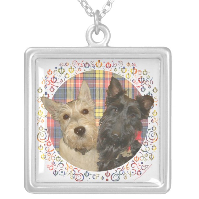 Scottish Terrier Santa Portrait Necklace (Front)