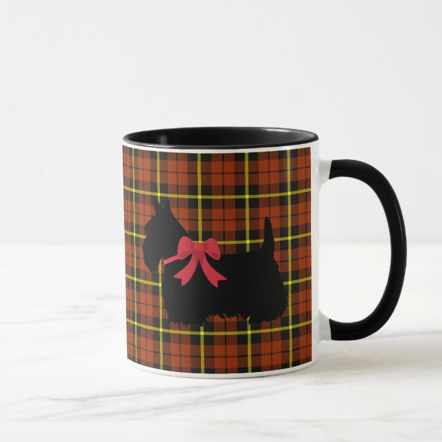 Scottish Terrier, Scotland dog, orange plaid Mug (Right)