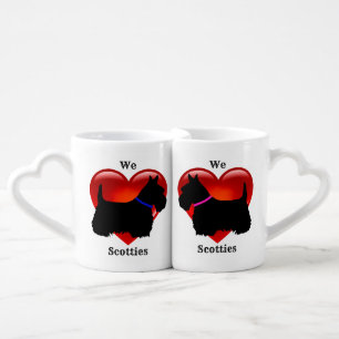 Scottish Terrier, Scotland dog, red heart/love Coffee Mug Set