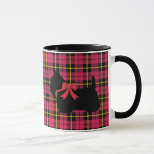 Scottish Terrier, Scotland dog, Warm pink plaid Mug