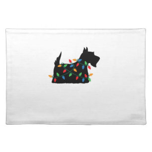 Scottish Terrier Scottie Dog Christmas Lights Gift Cloth Placemat