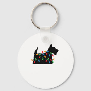 Scottish Terrier Scottie Dog Christmas Lights Gift Keychain