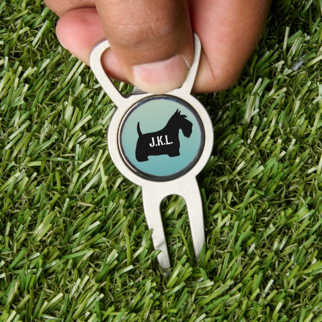 Scottish Terrier Scottie Dog Custom Initials Divot Tool (Insitu 1)
