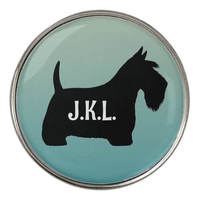 Scottish Terrier Scottie Dog Custom Initials Golf Ball Marker (Front)