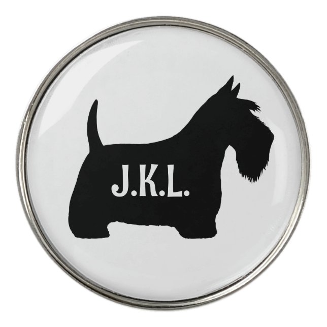 Scottish Terrier Scottie Dog Custom Initials Golf Ball Marker (Front)