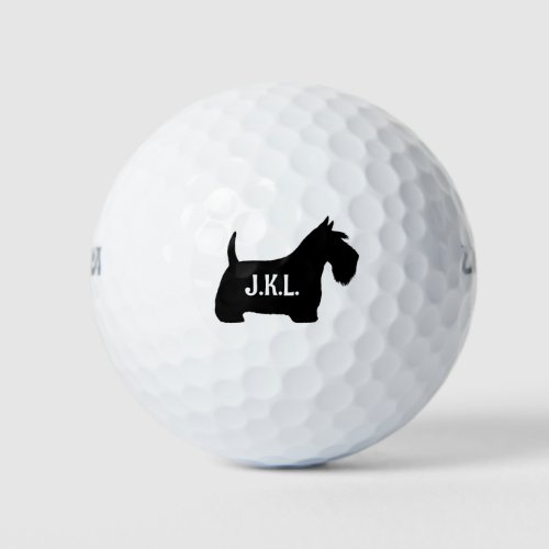 Scottish Terrier Scottie Dog Custom Initials Golf Balls