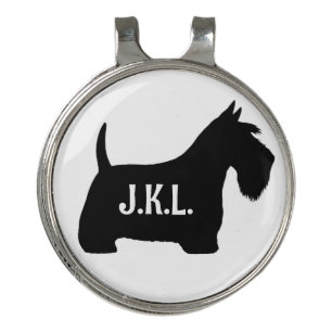 Scottish Terrier Scottie Dog Custom Initials Golf Hat Clip
