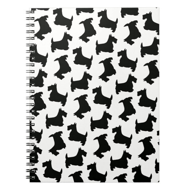 Scottish Terrier Scottie Dog Pattern Black Notebook (Front)