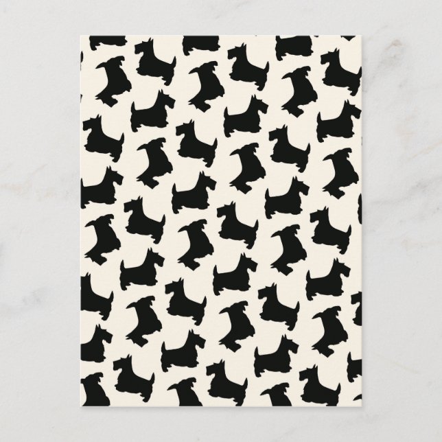 Scottish Terrier Scottie Dog Pattern Black Postcard (Front)