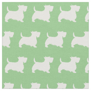 Scottish Terrier Scottie Dog Pet Scotty Sage Green Fabric