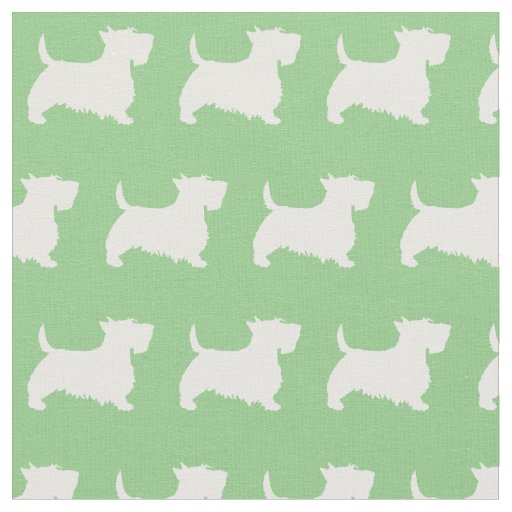 Scottish Terrier Scottie Dog Pet Scotty Sage Green Fabric
