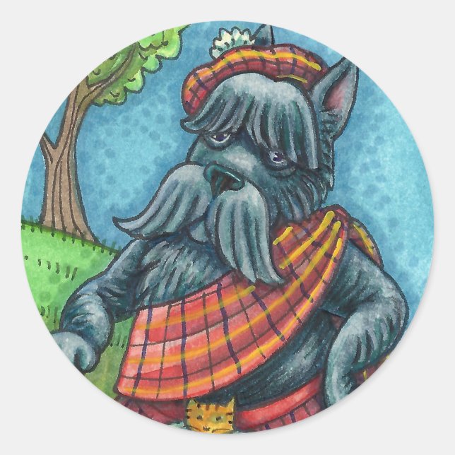 SCOTTISH TERRIER, SCOTTIE DOG PRIDE Kilt Sporran Classic Round Sticker (Front)