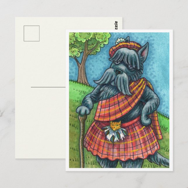 SCOTTISH TERRIER, SCOTTIE DOG PRIDE Kilt Sporran Postcard (Front/Back)