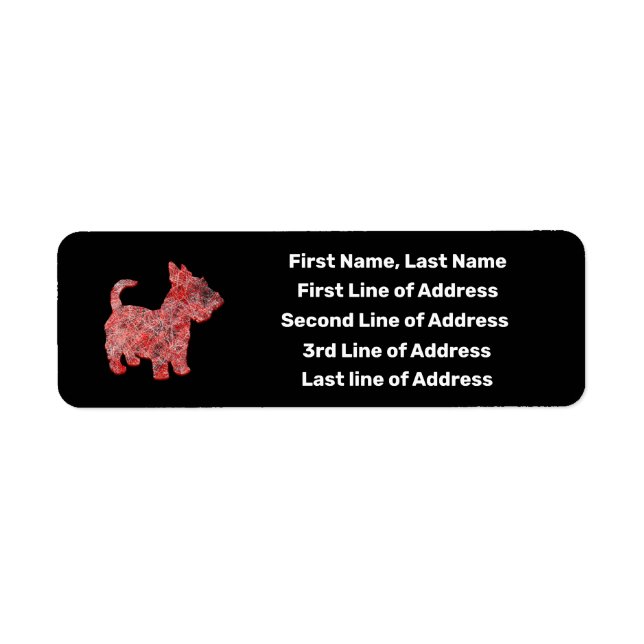 Scottish Terrier Scottie Dog Red Grid Address Label (Front)