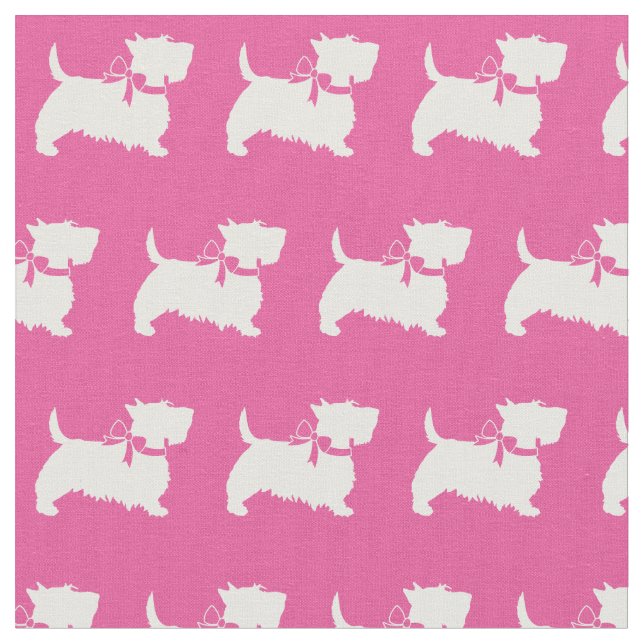 Scottish Terrier Scottie Dog Scotty pink Fabric (Close Up)