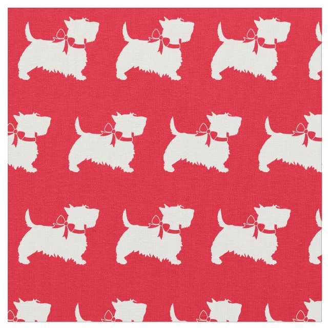 Scottish Terrier Scottie Dog Scotty Red Fabric (Close Up)